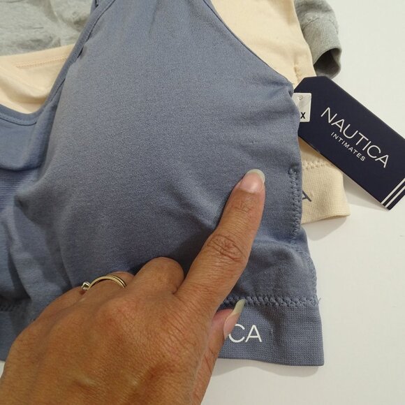 Nautica 3 Pack Seamless Padded Bra Bralette 2X 38DD 40C 40D Blue Tan Gray NEW - Picture 9 of 11